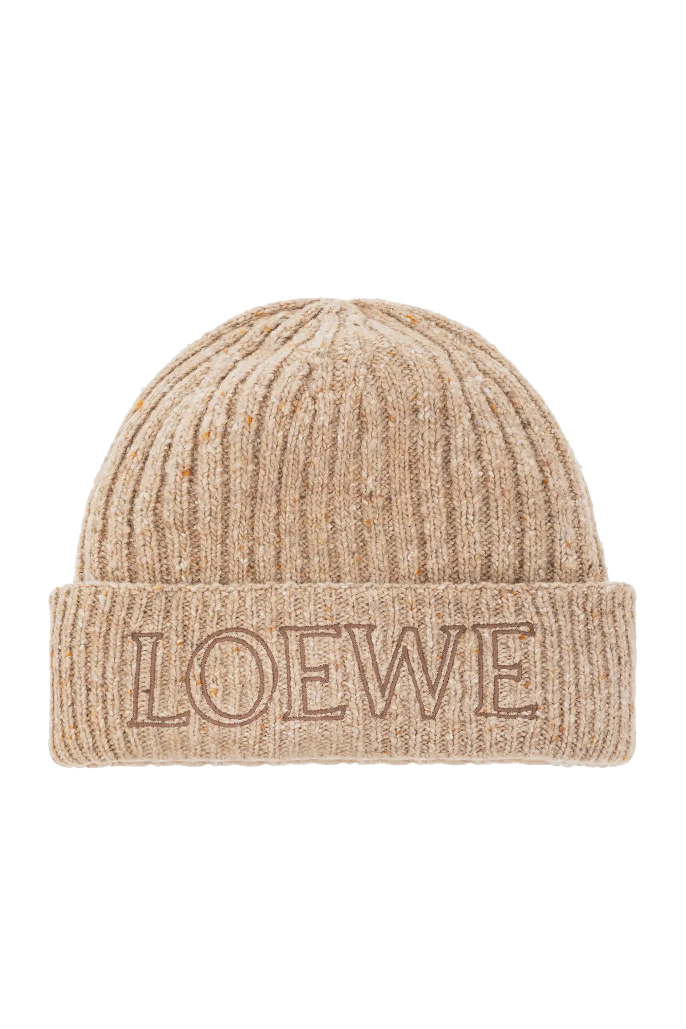 Бежевая шерстяная шапка Loewe с вышитым логотипом-1