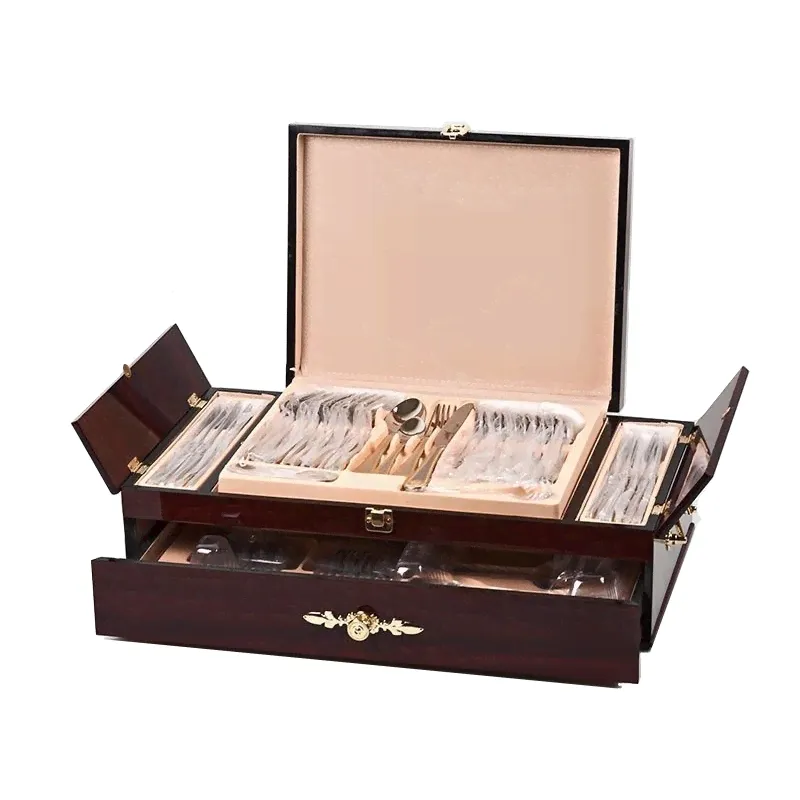 Royality Line НАБОР СТОЛОВЫХ ПРИБОРОВ В ДЕРЕВЯННОМ ЧЕМОДАНЕ LOEWE 72 ПРЕДМЕТА LW-72007 RW Ascone-0