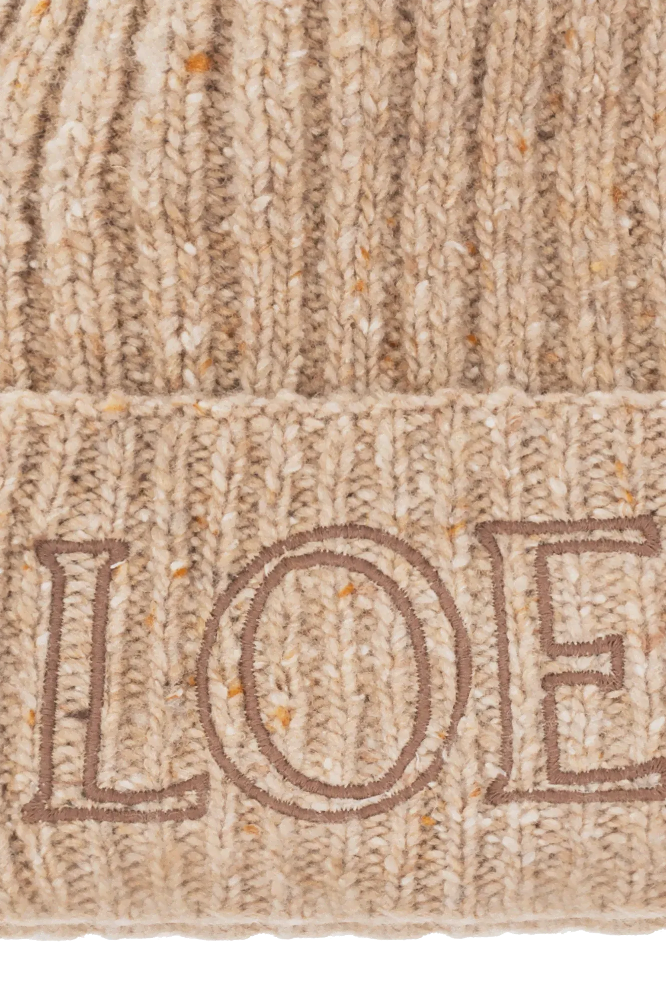 Бежевая шерстяная шапка Loewe с вышитым логотипом-3
