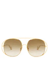 Loewe - Oversized Round Metal Sunglasses - Womens - Gold